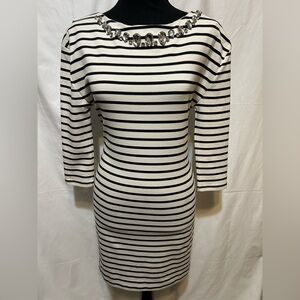 Juicy Couture Stripe‎ Black & White Y2K Bling Dress Full Back Zipper XS